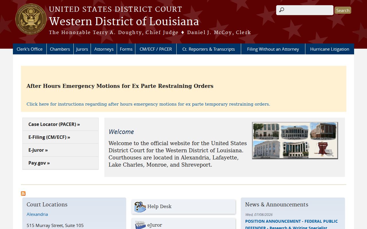 Vernon Parish criminal records Western District of Louisiana court
