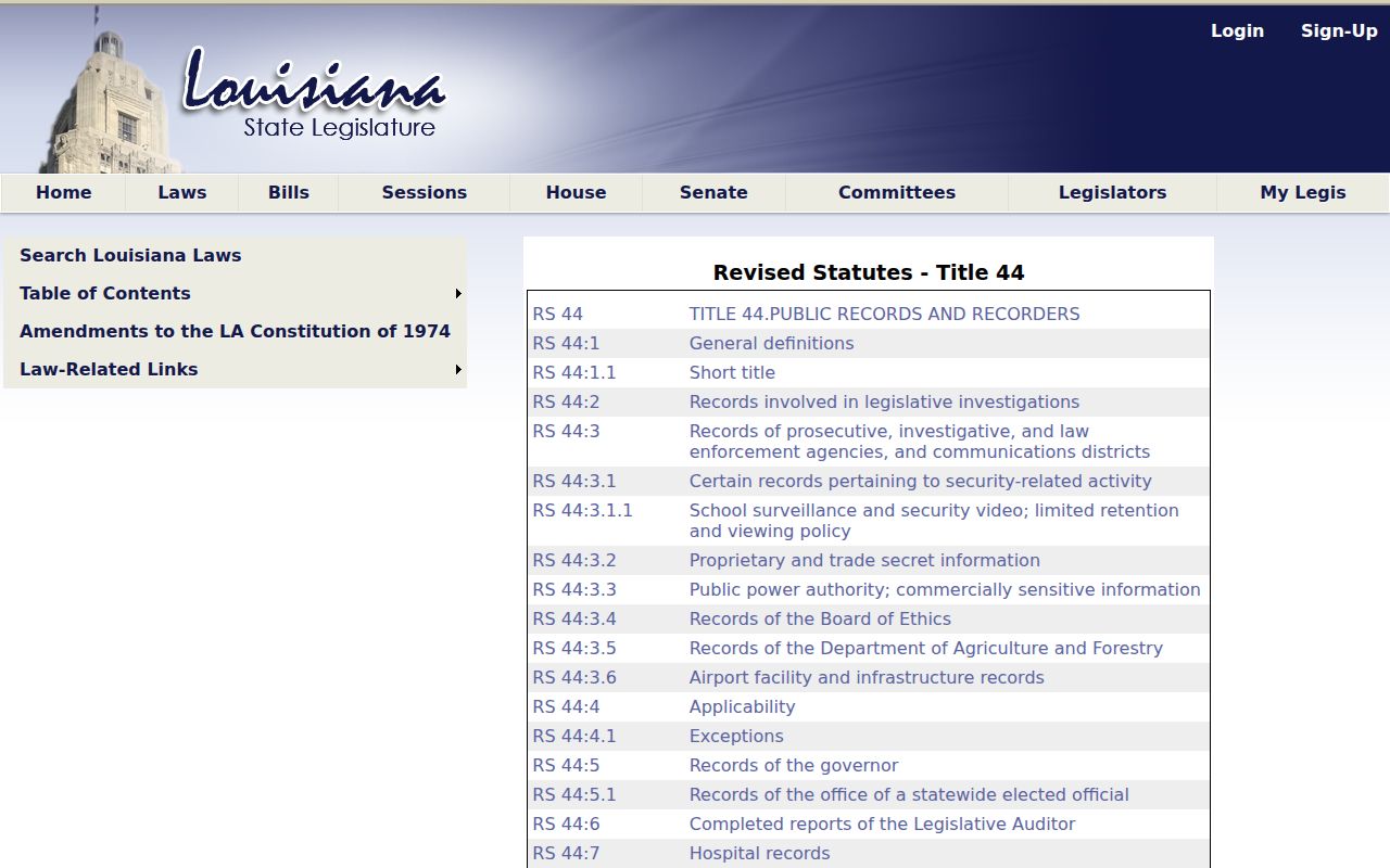 Vernon Parish arrest history Louisiana Title 44 laws