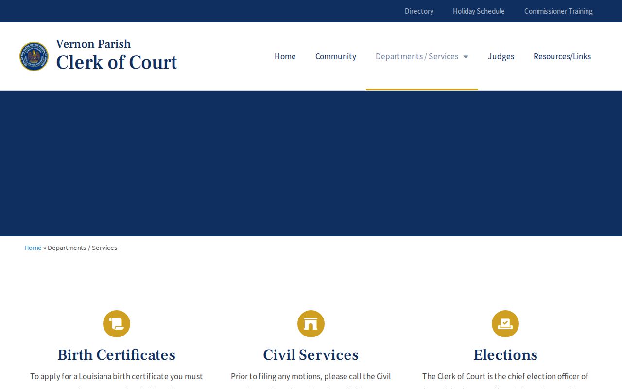 Vernon Parish criminal court case clerk departments